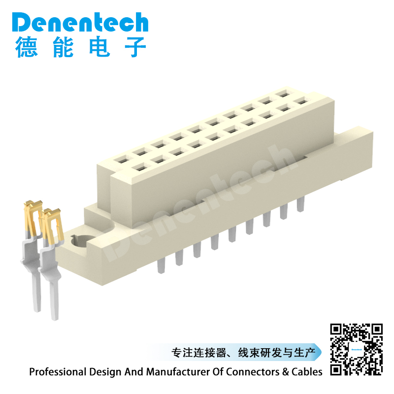 Denentech定制2.54mm双排180度插板母座DIN41612连接器
