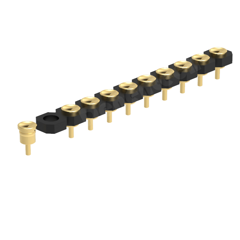 Denentech 2.54mm pitch H1.27 single row female straight DIP concave pogo pin connector