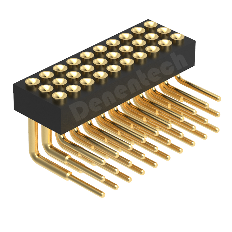 Denentech 种类齐全 1.27MM弹簧针H2.0三排母座90度凹面弹簧探针接插件