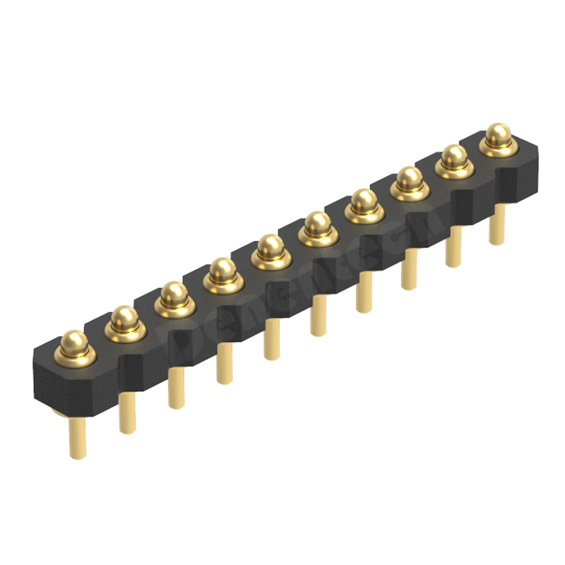 Denentech 2.0MM pitch   H1.27MM single row male straight pogo pin connector