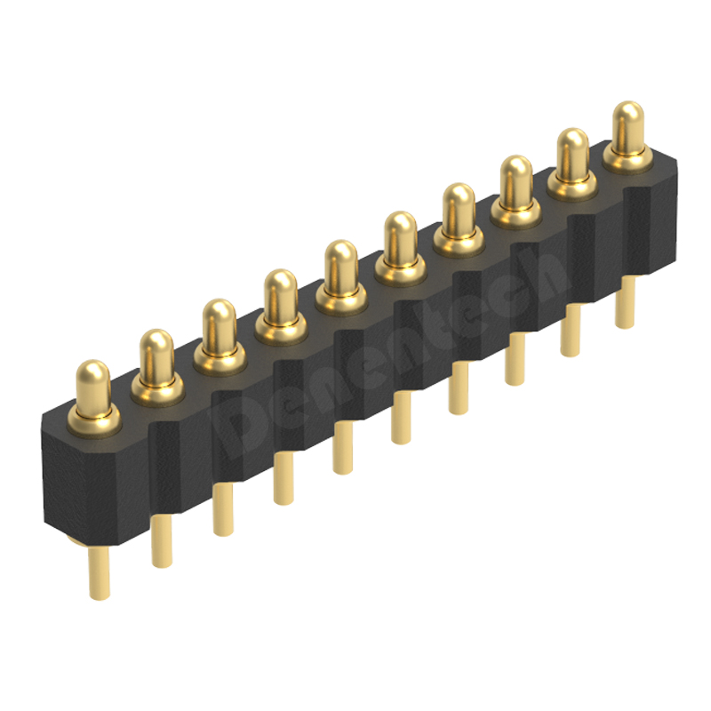 Denentech 10P 2.0MM H2.5MM single row male straight pogo pin connector 