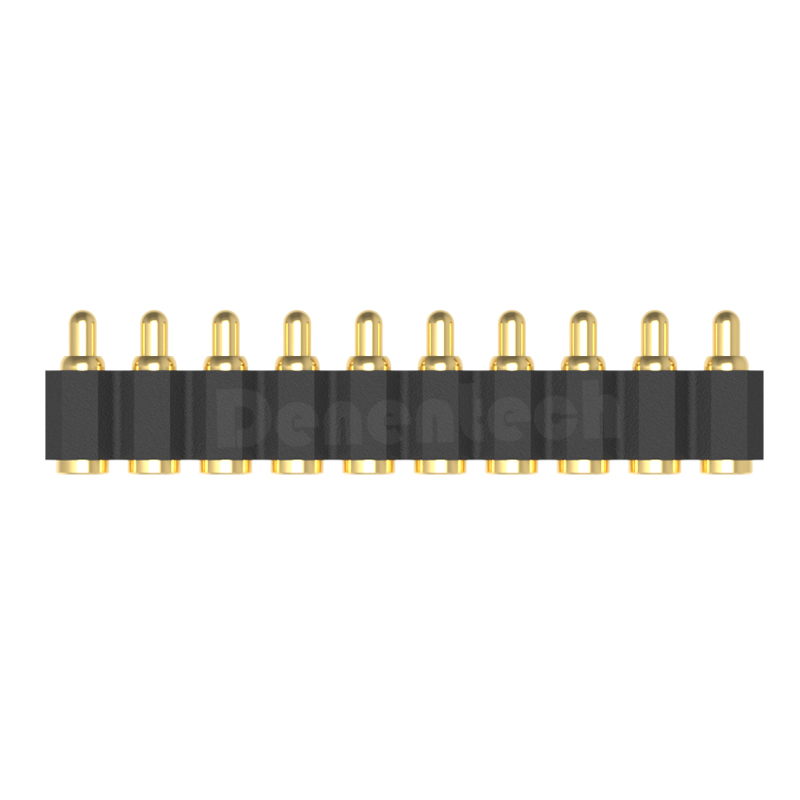 Denentech high quality 2.0MM pitch H4.0MM triple row male straight SMT pogo pin connector 