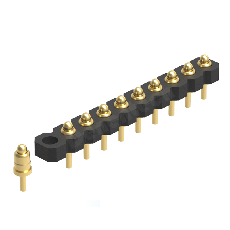 Denentech 2.0MM pitch   H1.27MM single row male straight pogo pin connector