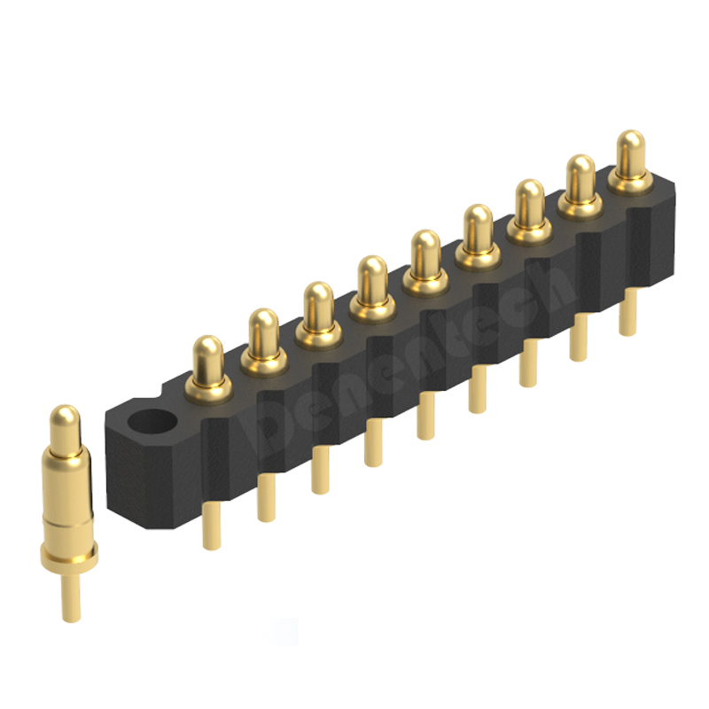 Denentech 10P 2.0MM H2.5MM single row male straight pogo pin connector 