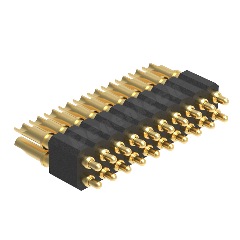 Denentech hot sale  2.0MM H4.0MM solder dual row male pogo pin connector 