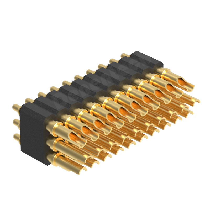 Denentech hiogh qualuty 2.0MM H4.0MM solder triple row male pogo pin connector 