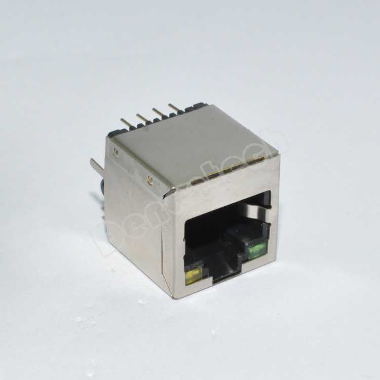 Denentech 热销产品 RJ45 8P8C 180度插板 RJ45连接器 带灯