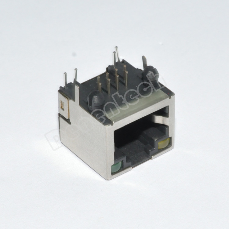 Denentech优质RJ458P8C90度带灯RJ45网络插座接口连接器