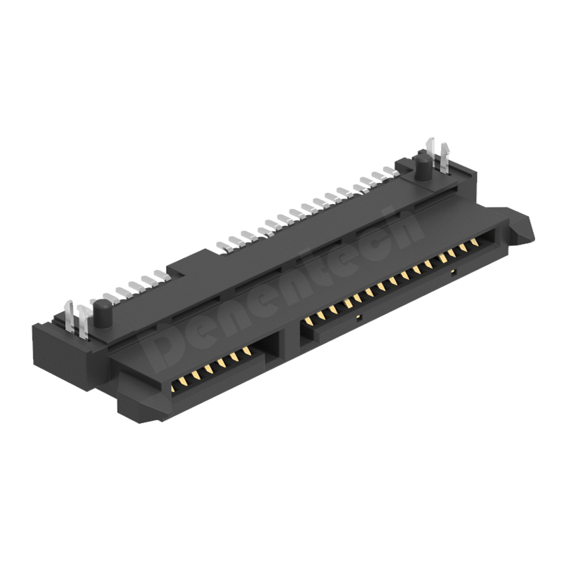 Denentech 专业工厂SATA7+15P母座H5.00SMD板下型L型镀金sata连接器