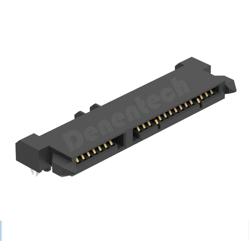 Denentech hot selling SATA 7+15P H4.20mm Female Right Angle DIP 1.80 sata hard drive connector