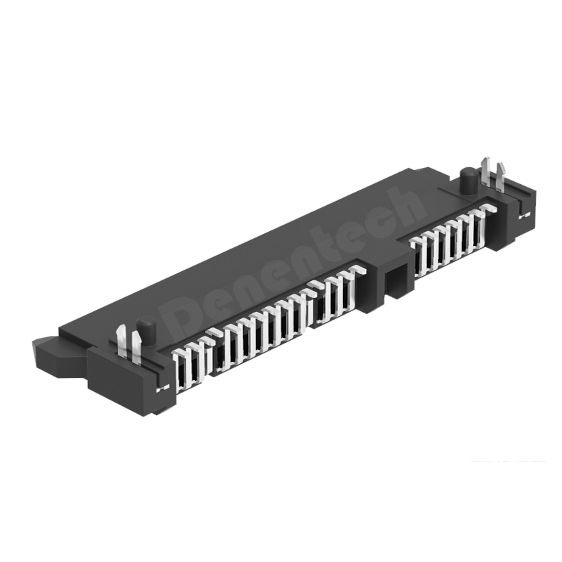 Denentech 专业工厂SATA7+15P母座H5.00SMD板下型L型镀金sata连接器