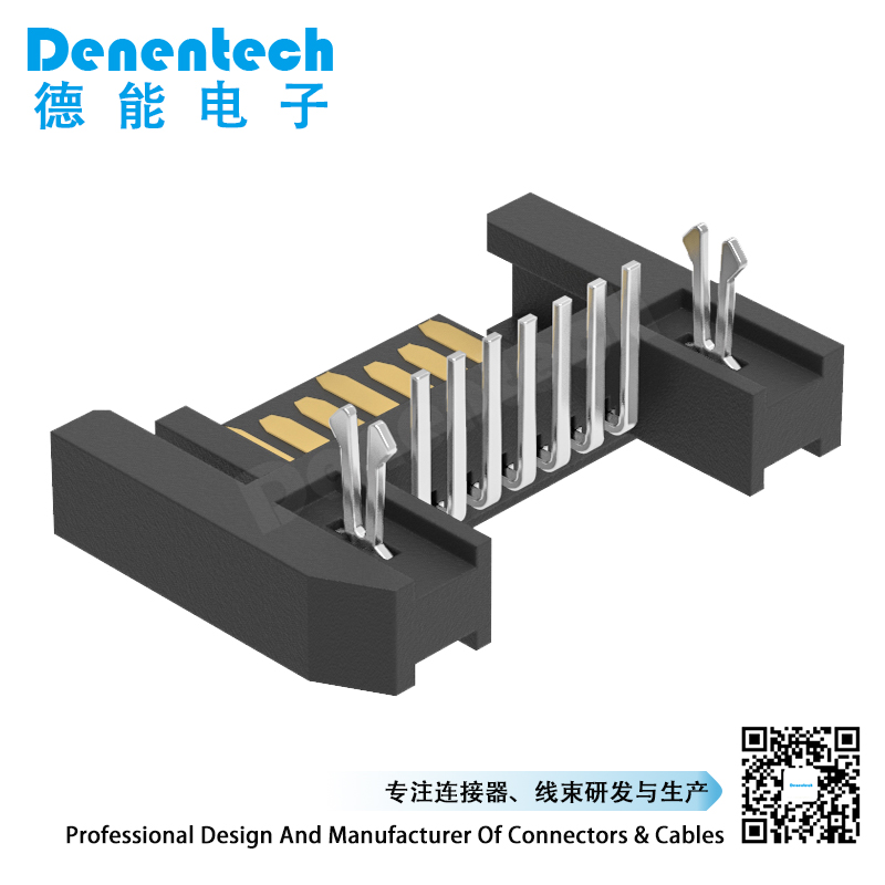 Denentech 工厂热销SATA7P公座正向90度硬盘接口插座