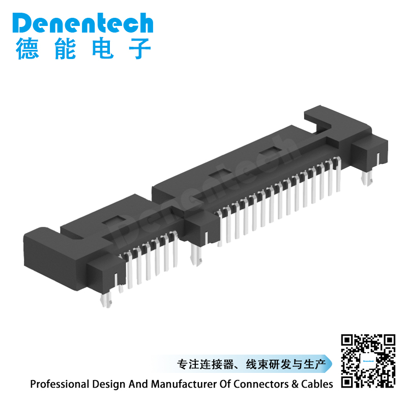 Denentech low price SATA 7+15P Male Right Angle Single Row sata connector