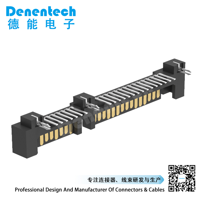 Denentech low price SATA 7+15P Male Right Angle Single Row sata connector