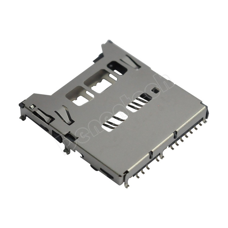 Denentech 源头厂家SD 7.0 板上H4.0 Push-Push SD卡座 7.0规格耐高温自弹带开关数码SD卡座连接器