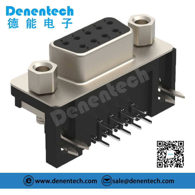 Denentech Factory direct sales HDR 9P H8.08 female right angle DIP d-sub 9pin connector micro d-sub connectors