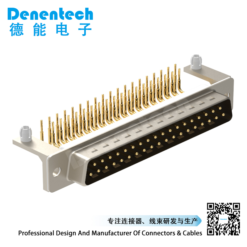Denentech rectangular DR 37P male right angle DIP d-sub 37pin connectors waterproof d-sub 37 connectors with bracket