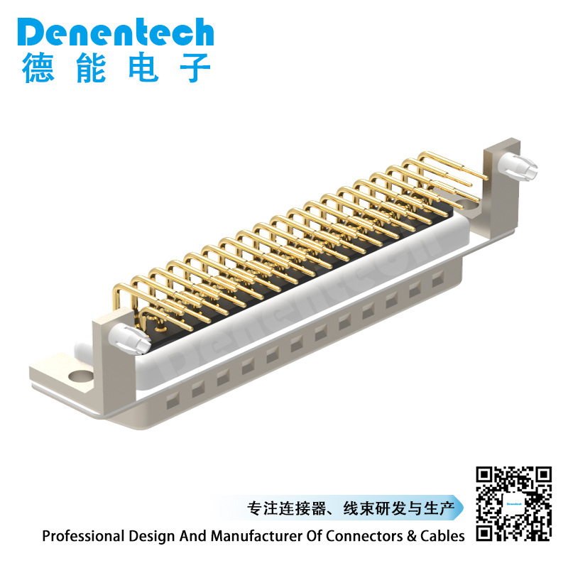 Denentech rectangular DR 37P male right angle DIP d-sub 37pin connectors waterproof d-sub 37 connectors with bracket