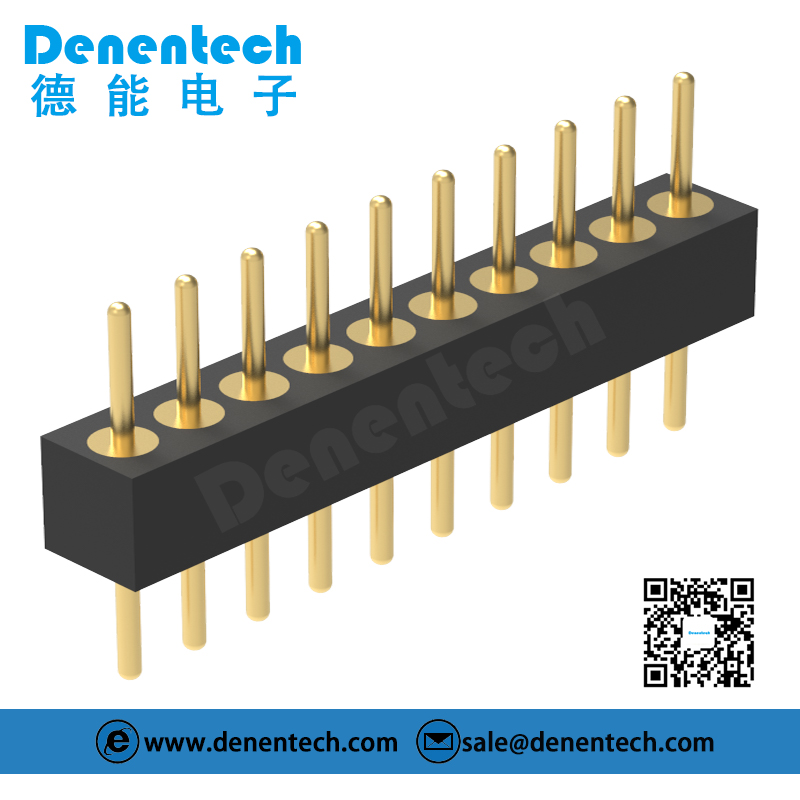 Denentech 专业工厂 1.778MM圆P排针单排180度LED圆形直针插座