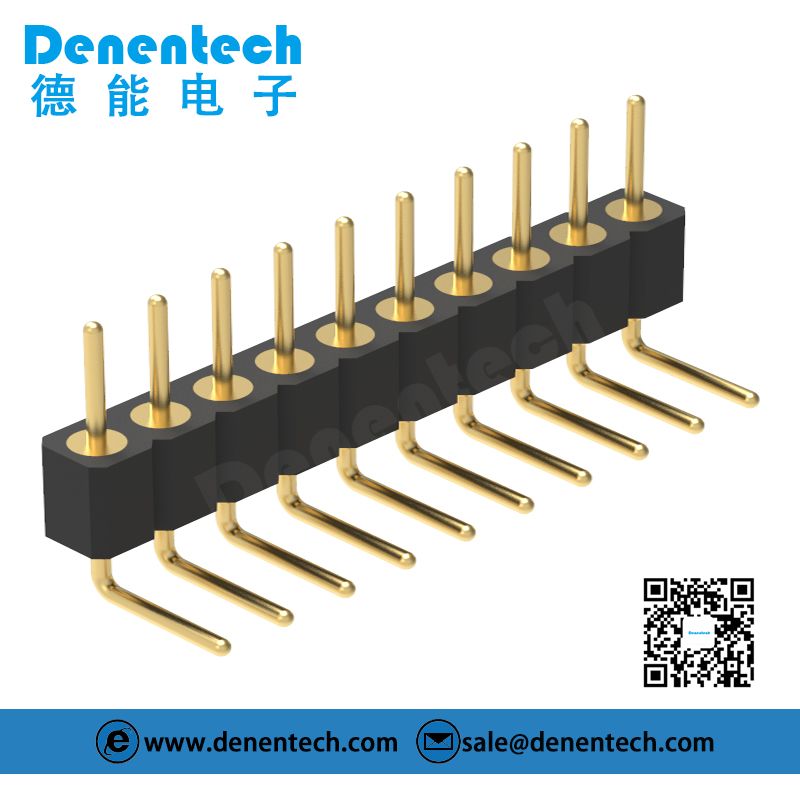 Denentech 高质量2.00MM圆P排针H2.80xW2.20单排90度接插件针座厂家排针连接器