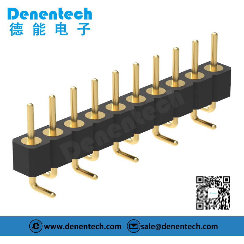 Denentech hot selling 2.00MM machined pin header H2.80xW2.20 single row straight SMT round pin connector