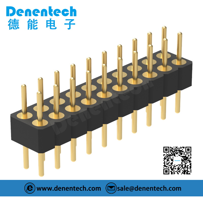 Denentech professional factory 2.00MM machined pin header H2.80xW2.20 dual row straighy round pin header connector