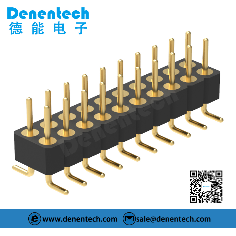 Denentech factory directly supply 2.00MM machined pin header H2.80xW2.20 dual row straight SMT round pin connector