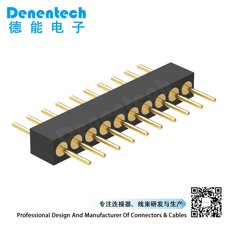 Denentech 专业工厂 1.778MM圆P排针单排180度LED圆形直针插座