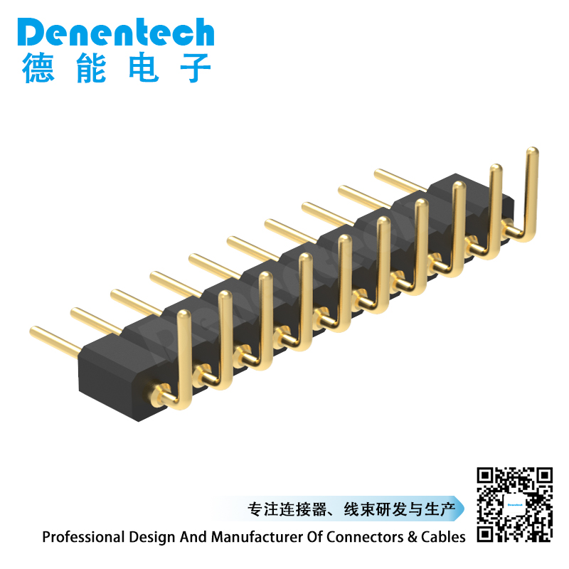 Denentech high quality 2.00MM machined pin header H2.80xW2.20 single row right angle male machine pin header