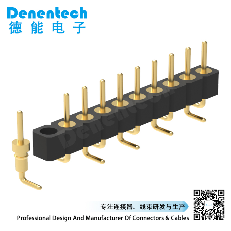 Denentech 工厂热销2.00MM圆P排针H2.80XW2.20单排立贴圆形针座插针