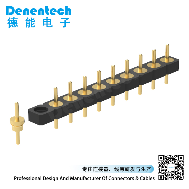 Denentech high quality 2.54MM machined pin header H1.90xW2.54 single row straight circular hole pin header 