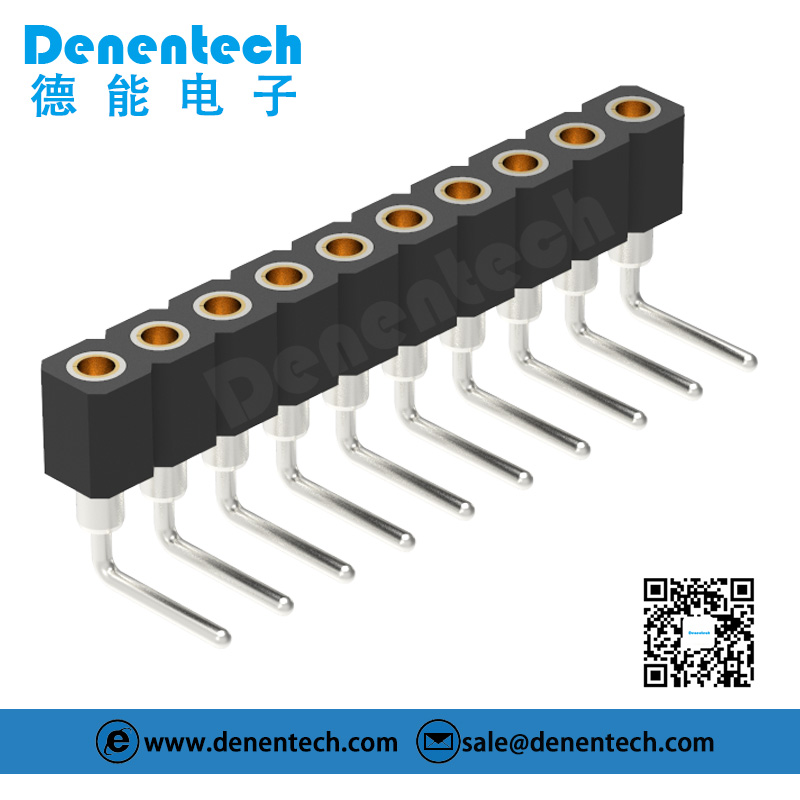 Denentech high quality 2.00MM machined female header H2.80xW2.20 single row right angle female header 
