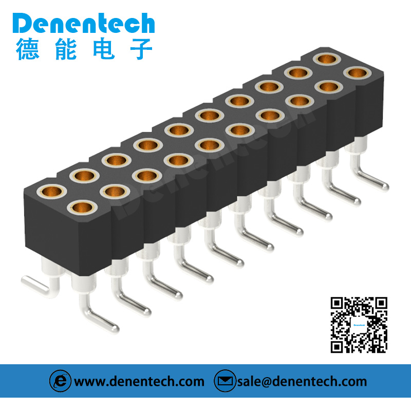 Denentech good quality factory directly 2.00MM machined female header H2.80xW4.20 dual row straight SMT machined pin header connector