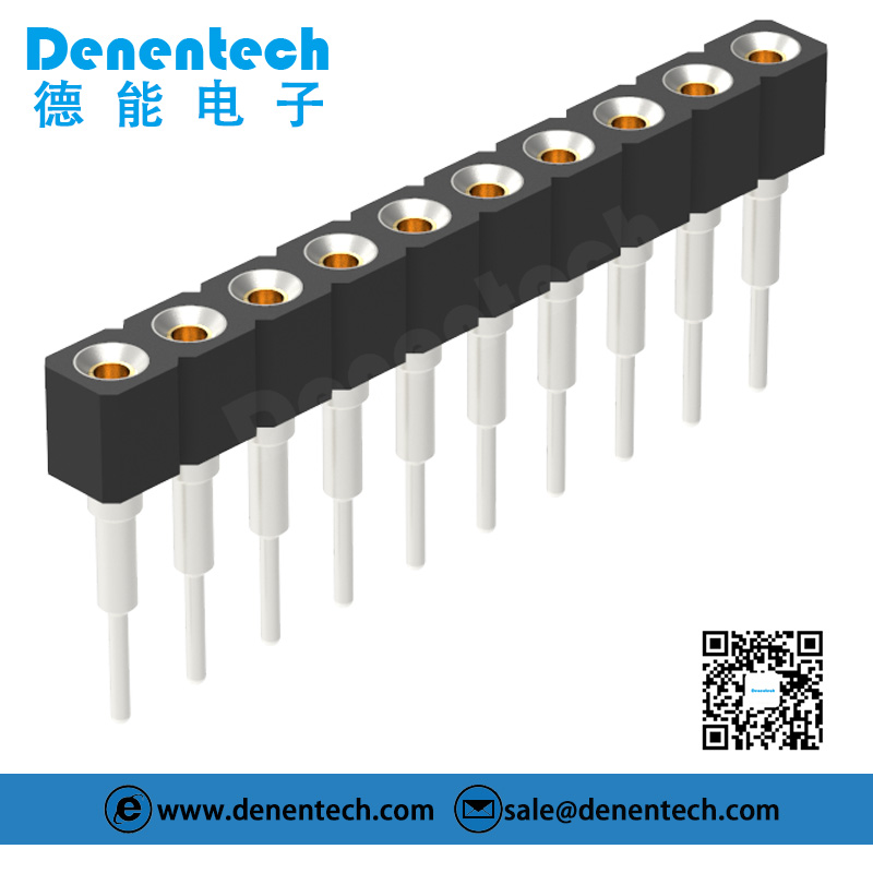 Denentech low price 2.54MM machined female header H3.00xW2.54 single row straight female header connector 