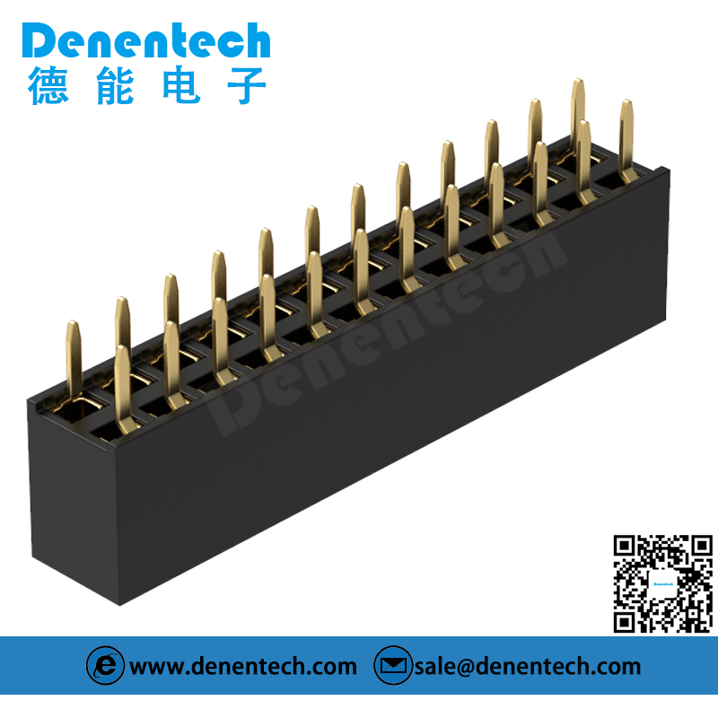 Denentech 优质工厂2.54MM排母H7.1双排180度直针排母