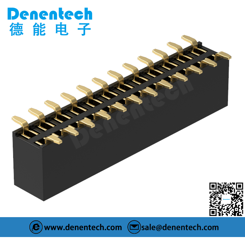 Denentech 工厂直供2.54MM排母H7.1双排180度SMT左右贴片排母