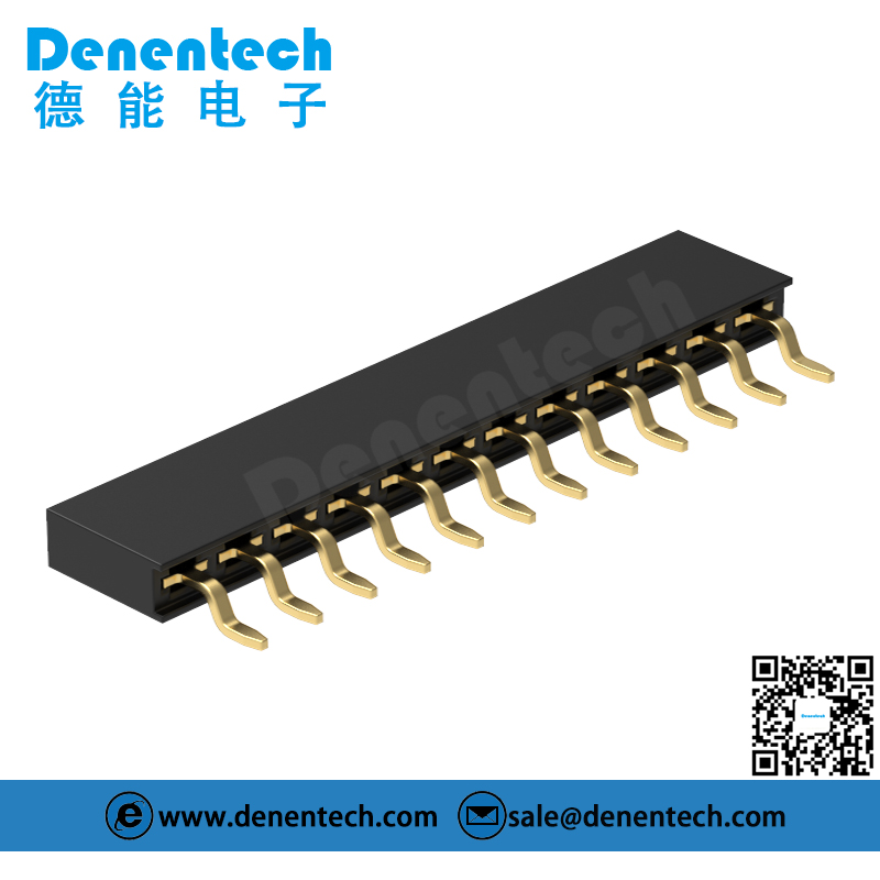 Denentech best selling 2.54MM female header H5.7MM single row right angle SMT female header connector 