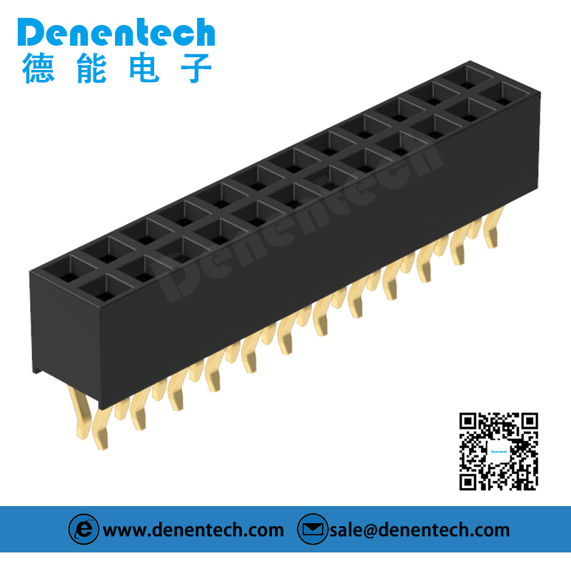 Denentech hot selling 2.54MM female header H5.7MM dual row straight splint female header connector