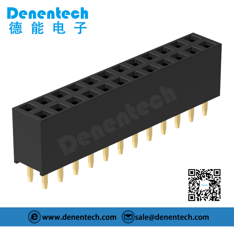 Denentech 直销批发2.54MM排母H8.5双排180度直插排母连接器