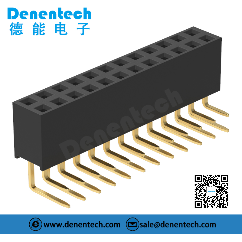 Denentech top quality 2.54MM female header H8.5MM dual row straight female connector 