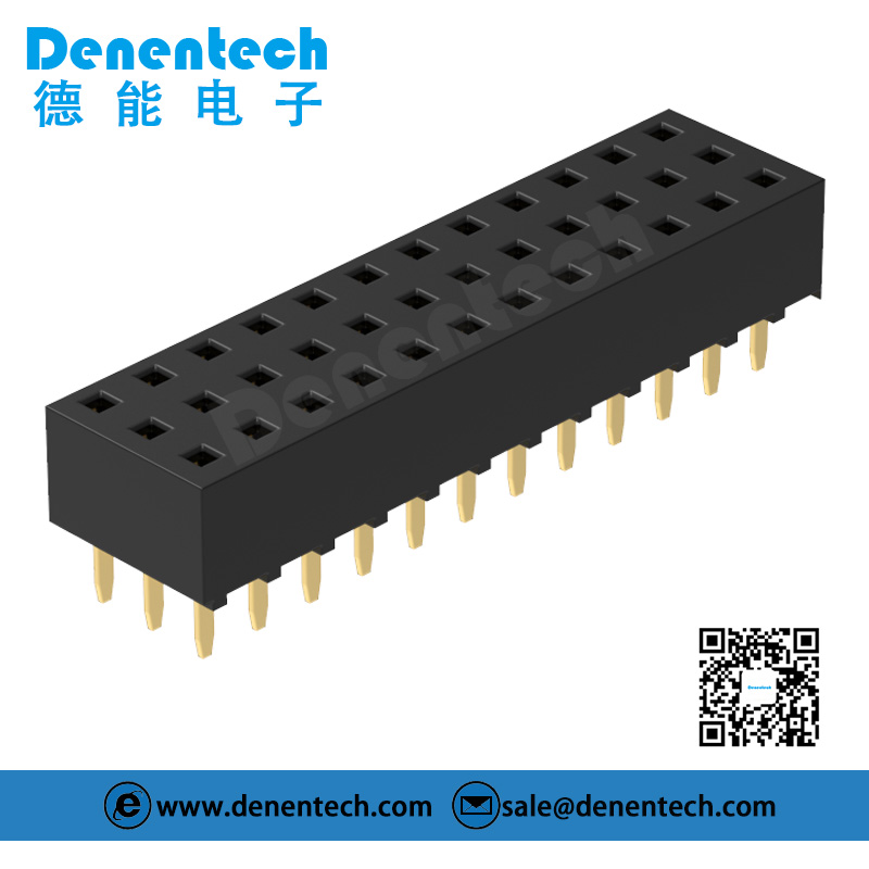 Denentech customized 2.54MM female header H5.0MM triple row straight DIP female connector 