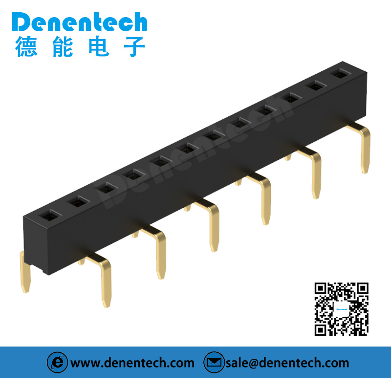 Denentech factory custom 2.54MM female header H3.5MM single row straight button entry female header connector