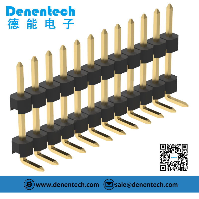 Denentech 2.54mm pin header single row dual plastic right angle 2.54mm pitch 40 pin gold pin header 90°