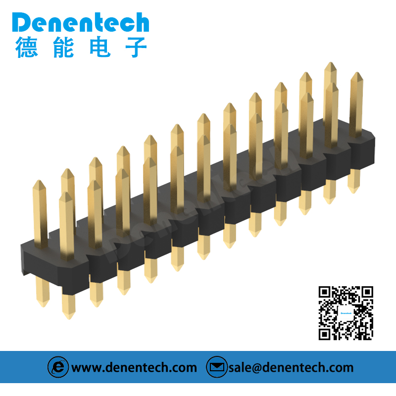 Denentech 工厂直销2.54mm排针双排单塑180度 铜针2.54mm间距 双排排针 2*40P 双排插针 直针