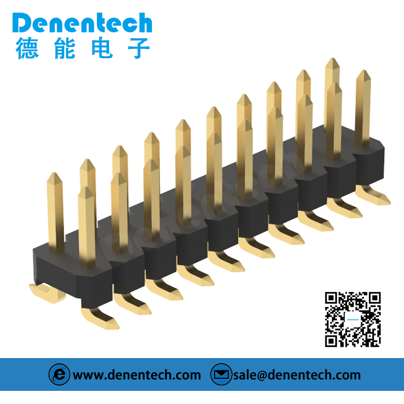 Denentech 2.54mm pin header dual plastic straight SMT with peg single row pin header 2,54mm connector
