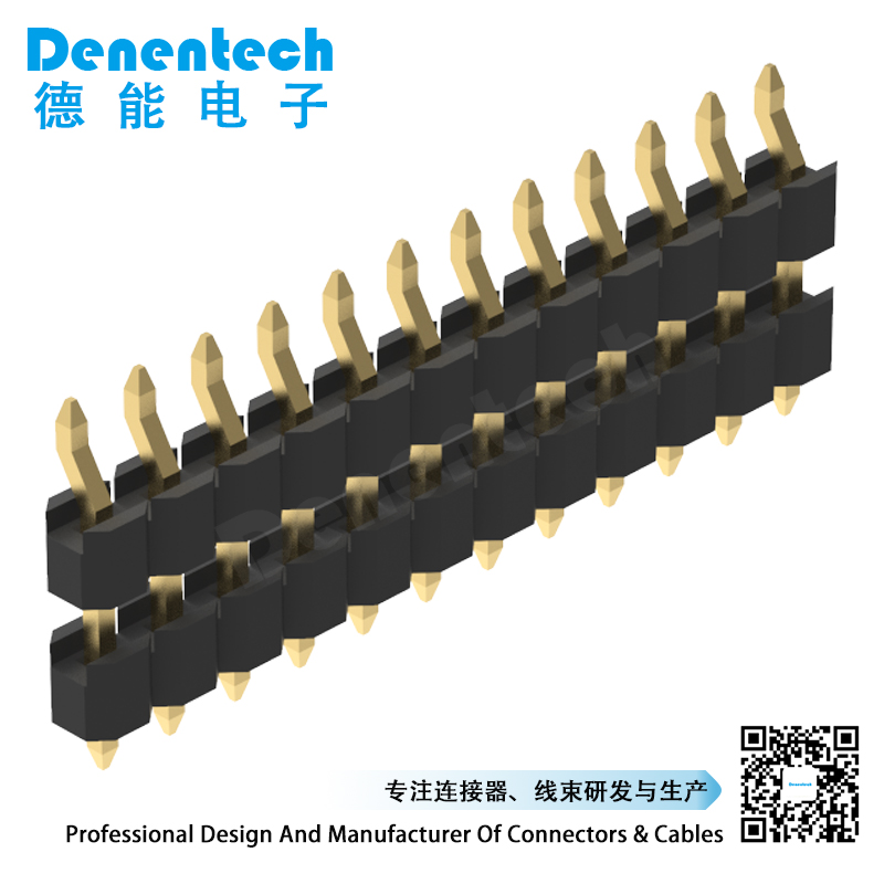 Denentech 2.54mm pin header single row dual plastic SMT right angle with peg pin header 2mm male header conector, smt type