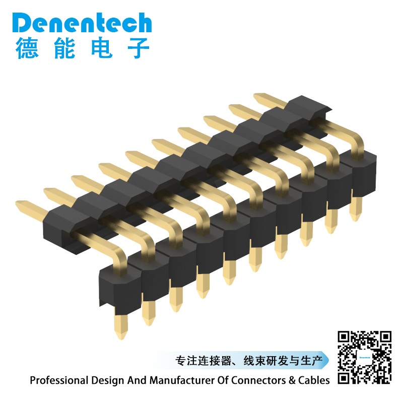 Denentech2.54mm Pin header dual row Straight 2.54 male header round pin.2.54 mm pin header connector