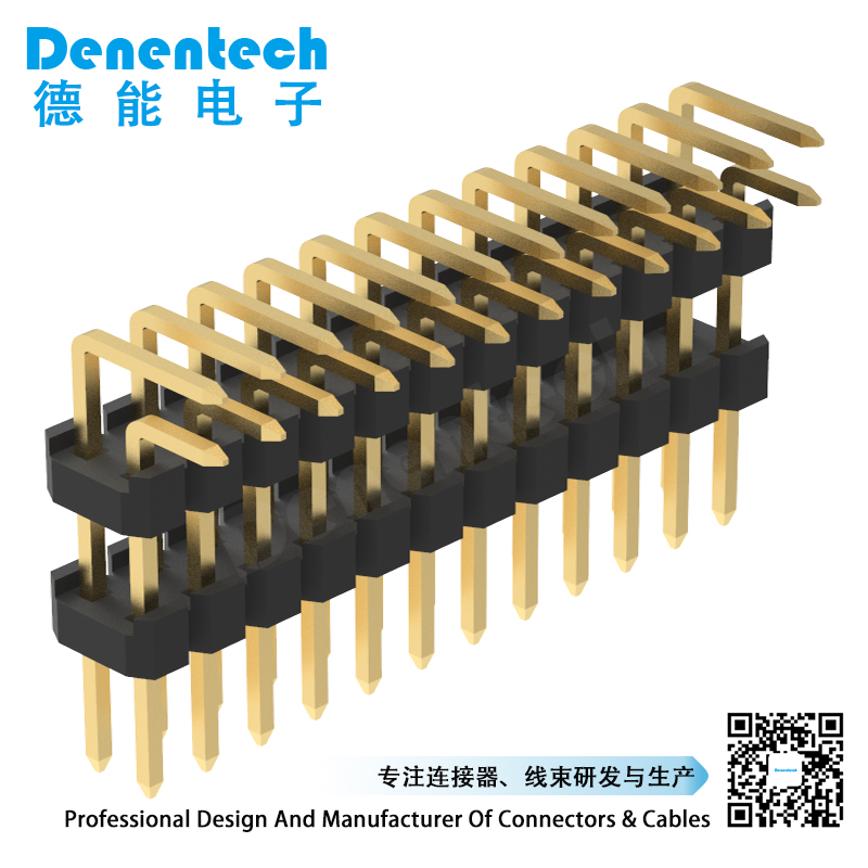 Denentech 2.54mm pin header dual row dual plastic right angle 2.54 mm pin header connector