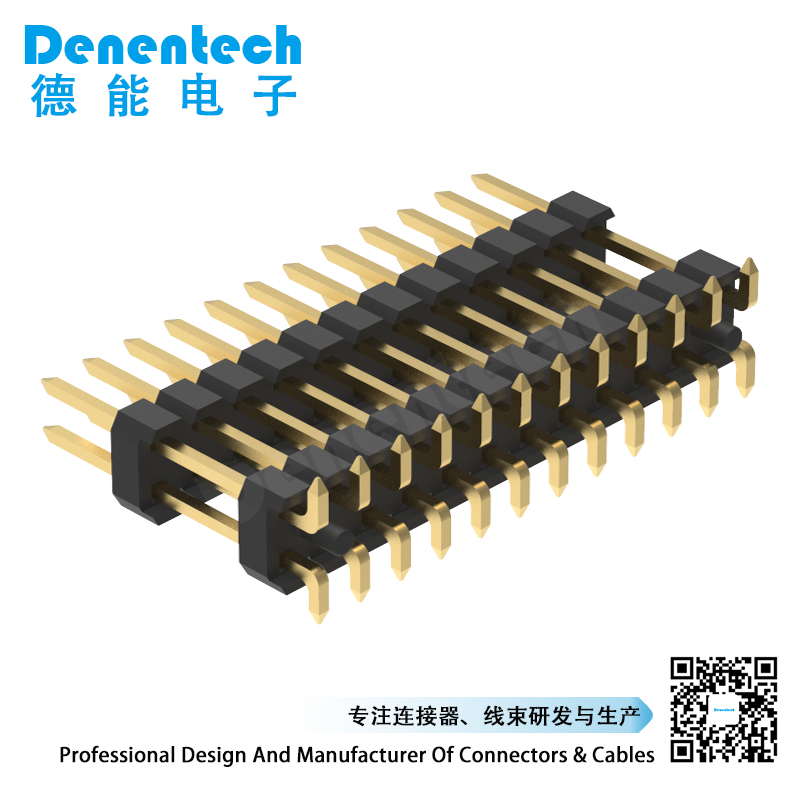 Denentech 2.54mm pin header dual row dual plastic straight SMT with peg 2.54-mm-pin-header u shape