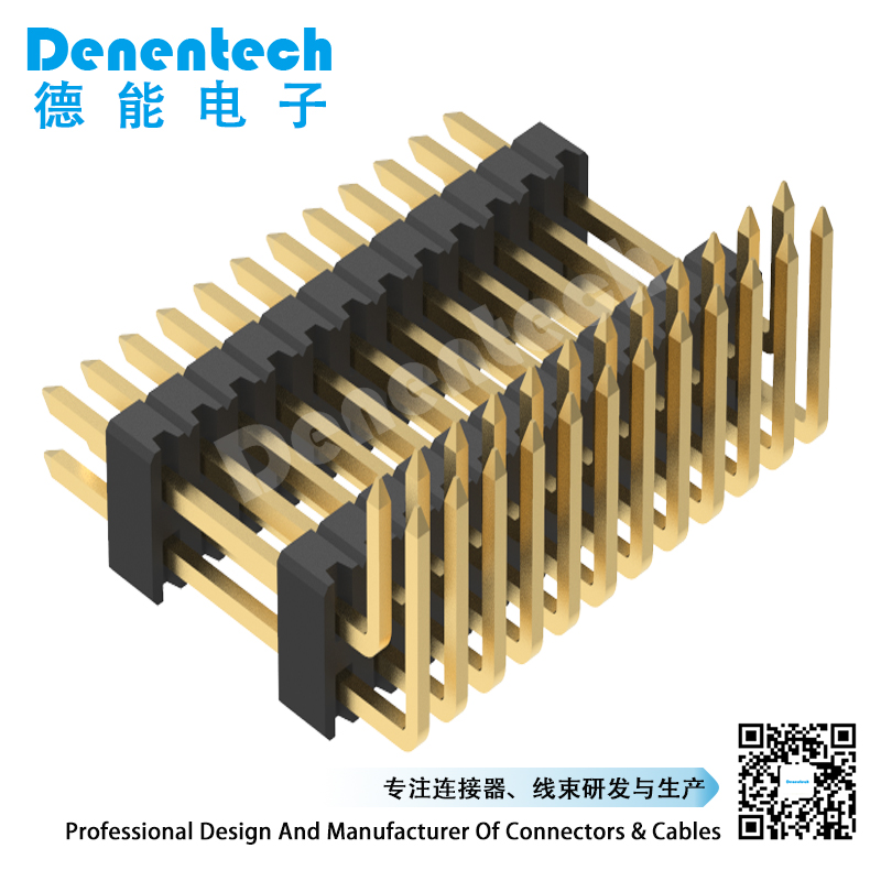 Denentech  1.27mm pin header dual row dual plastic right angle electronic pin headers